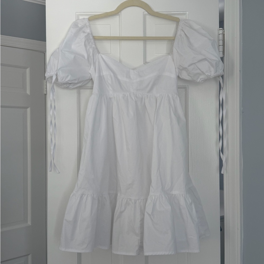 Chic White Puff Sleeve Mini Dress